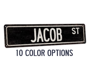 Jacob Sign, Kids Room Sign, Name Signs, Custom Street Sign, Boy Gifts, Nursery Sign, Boy Name Sign, Boys Wall Art, Bedroom Decor, Wall Art