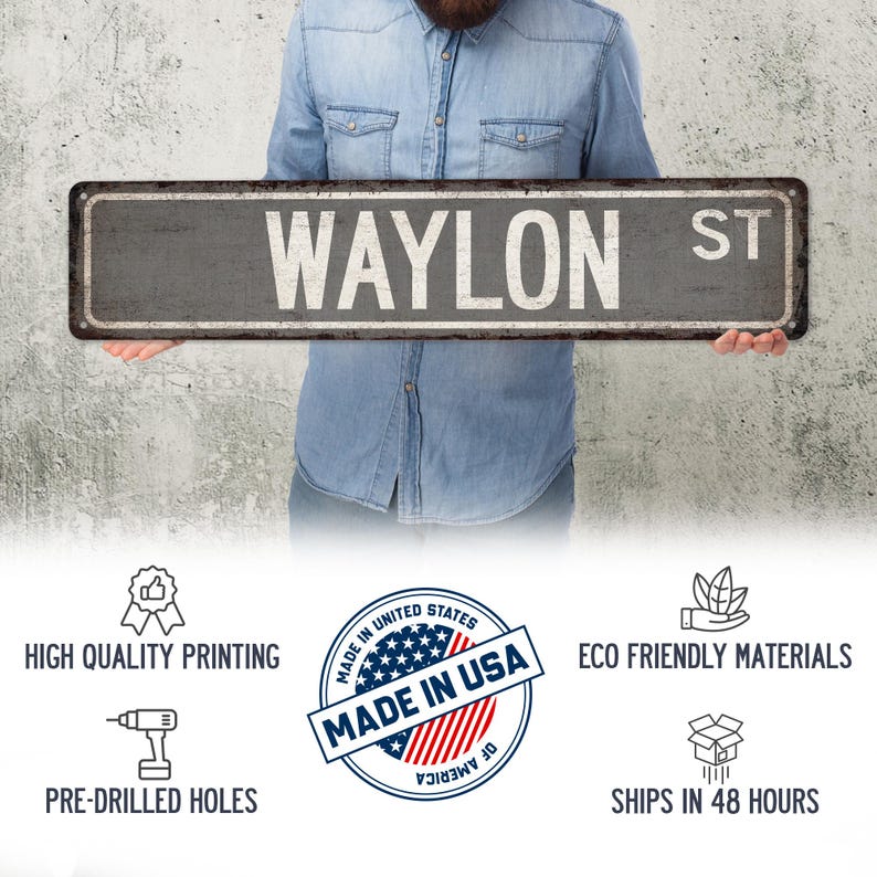 Waylon Lettering Waylon Sign, Kids Room Sign, Name Signs, Custom Street Sign, Boy Gifts ...