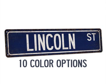 Lincoln Sign, Custom Street Sign, Kids Room Sign, Name Sign, Room Signs, Boy Gifts, Nursery Sign, Bedroom Signs, Boys Wall Art, Room Decor