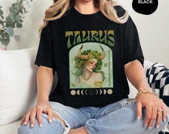 Personalized Taurus Zodiac T-Shirt, Zodiac retro TShirt, Cute Sister Shirt,GF Birthday gifts, Taurus AF zodiac Tee,Birthday Top Gift for mom