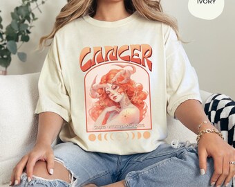 Cancer Zodiac T-Shirt, Zodiac retro Shirt, Cancer sister Shirt, Cancer birthday gift, Cancer mom Graphic Tee,Birthday Gift for mom,Cancer AF