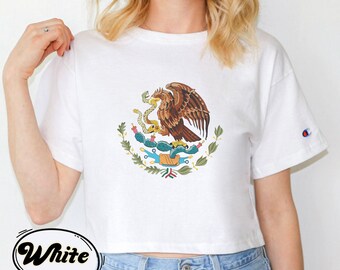 Mexican Cropped T-Shirt, Mexico Pride crop top, Mexican Coat of arms,Eagle tee,Mexican Seal Emblem,Mexican Seal T Shirt,Mexico National Flag