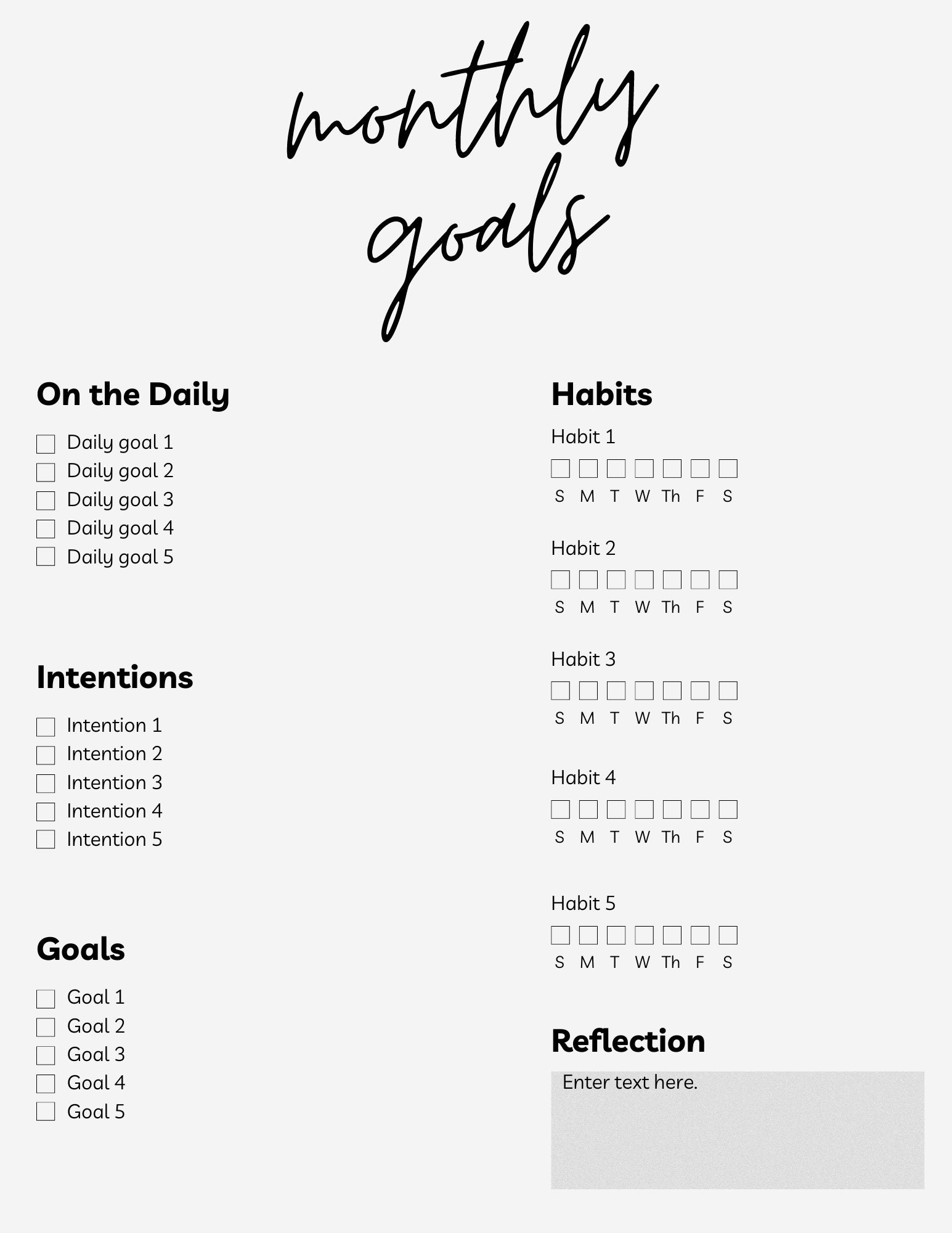 Monthly Mood Board Goals Canva Template goodnotes Compatible Etsy