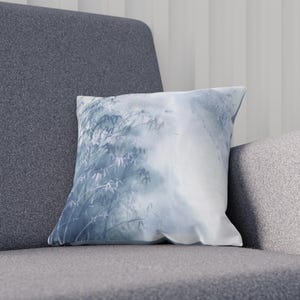 Blue bamboo cushion, indoor cushion, peace and elegance for the home, cushion with oriental art and painting, ideal gift, home decoration