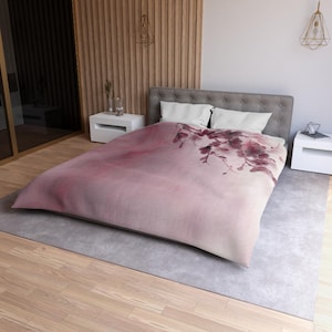Funda nórdica Cerezo morado funda de edredón de poliéster, regalo para la casa, decoración de dormitorio zen, naturaleza y arte oriental.