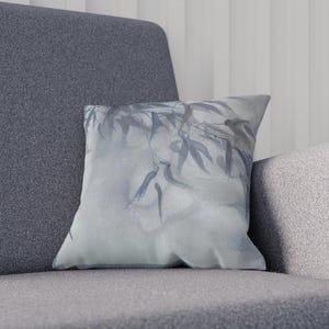 Blue bamboo cushion, indoor cushion, peace and elegance for your home, cushion with oriental art and painting, ideal gift, home decoration.