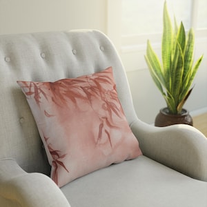 Pastel bamboo cushion, indoor cushion, peace and elegance for your home, cushion with oriental art and painting, gift and home decoration