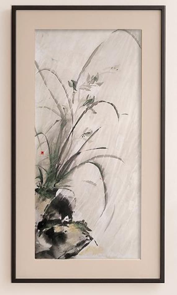 ORIGINAL Painting of a Japanese Orchid Flower, on Oriental Paper
