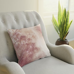 Pink bamboo cushion, indoor cushion, peace and elegance for your home, decorative cushion with oriental art and painting, gift for the home