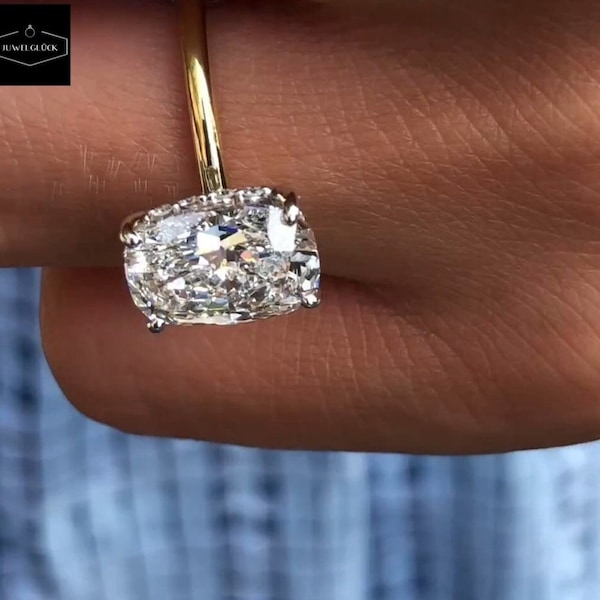 10K / 14K gold, platinum ring| 4.5 CT cushion cut Moissanite Diamond Ring|Engagement Wedding Ring| Engagement Promise Ring| Gift for Her