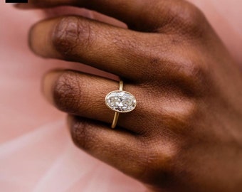 10K / 14K gold, platinum ring| 4.7 CT vintage, old mine Oval Moissanite Diamond Ring|Engagement Wedding Ring| engagement ring| Gift for Her
