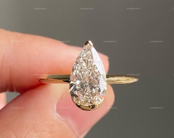 10K / 14K Gold, Platinum ring| 2 CT Pear cut Moissanite Diamond Ring|Engagement Wedding Ring| Engagement Promise Ring| Gift for Her