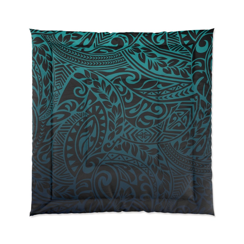 Teal Blue Polynesian Tribal Comforter Queen/king, Queen/king Unique