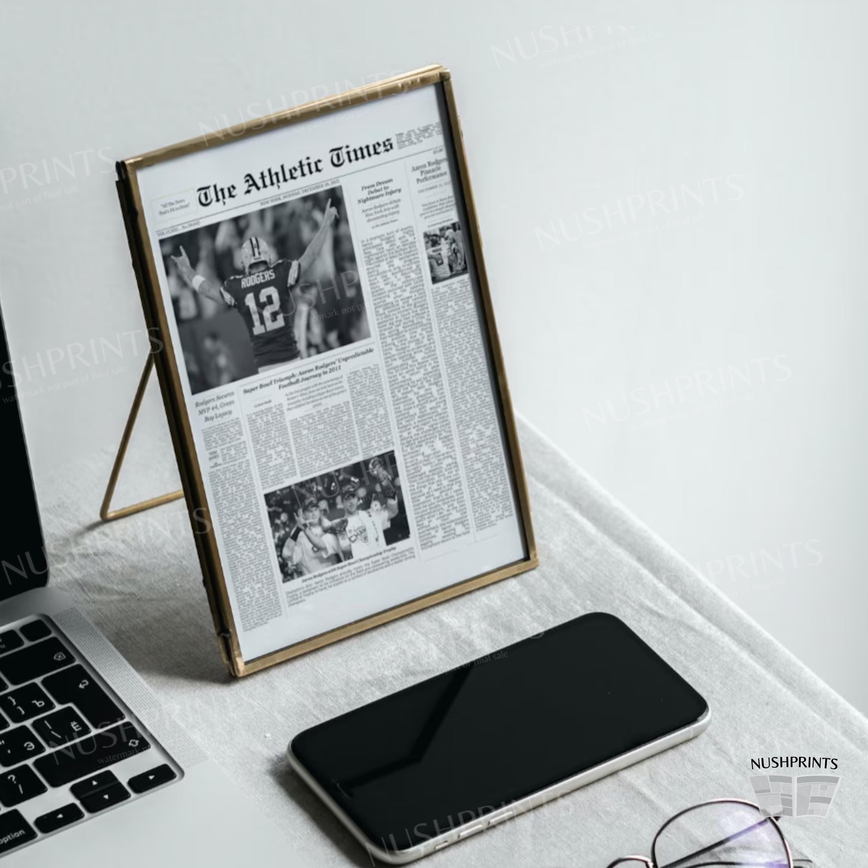 Aaron Rodgers Newspaper Poster | Custom Football Wall Art | Packers ...