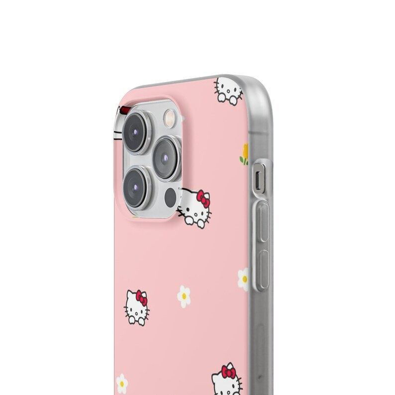 Pink Hello Kitty iPhone Case, Floral Kawaii Phone Cover image 4