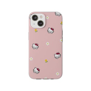 Pink Hello Kitty iPhone Case, Floral Kawaii Phone Cover image 2