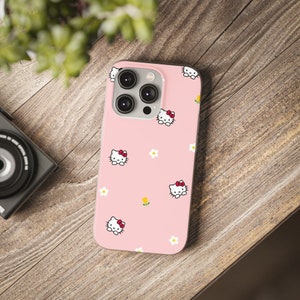 Pink Hello Kitty iPhone Case, Floral Kawaii Phone Cover image 6