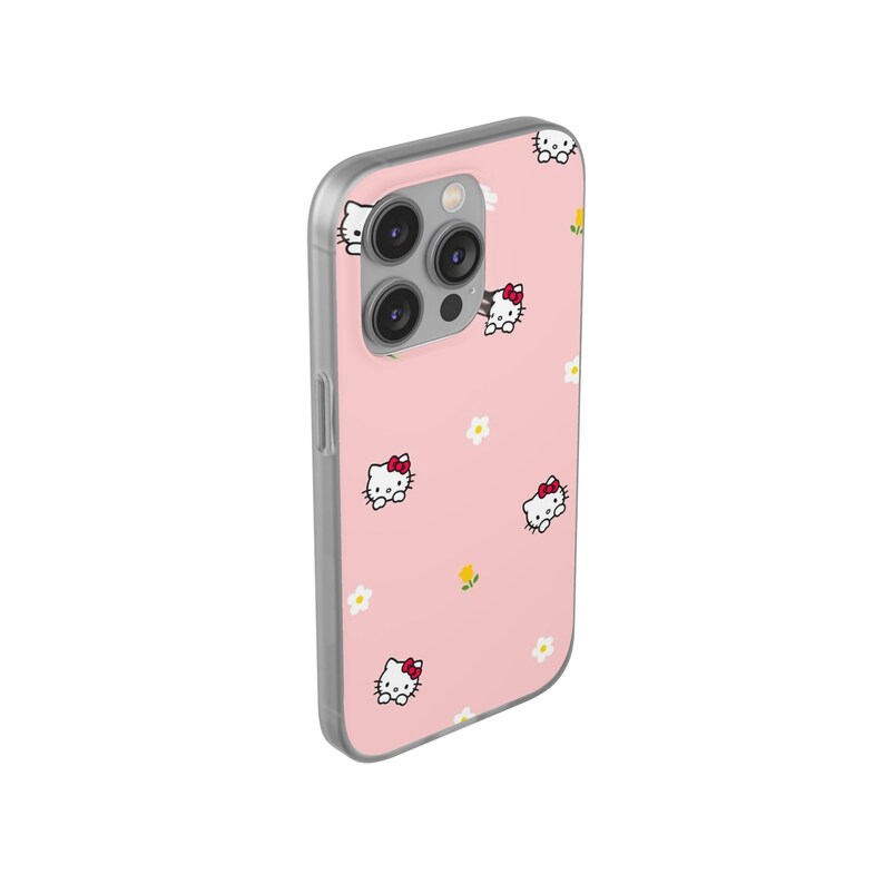 Pink Hello Kitty iPhone Case, Floral Kawaii Phone Cover image 5