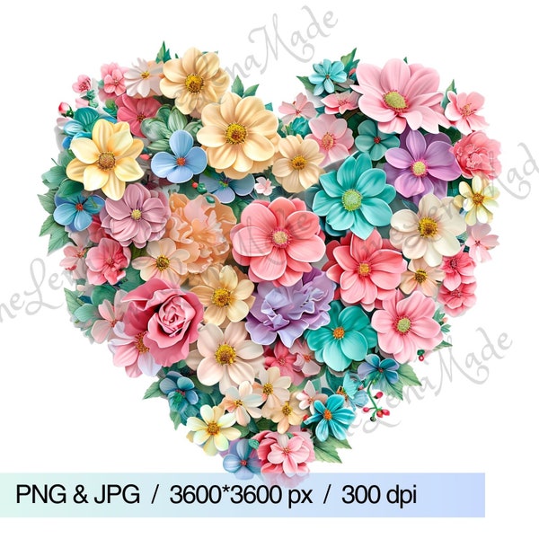 PNG Heart Shaped Flower Bouquets for Valentine's Day, Valentine's Day Clipart, Valentine's Day, Commercial Use, High Quality Cliparts