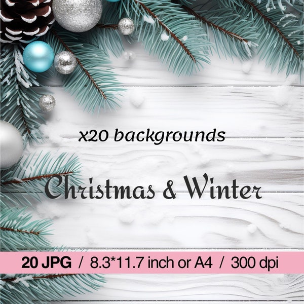 20 JPG Fondos de paquetes de Navidad, fondo de madera, imágenes de alta calidad, Junk Journal & Scrapbooking