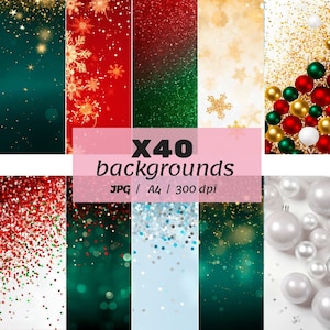 40 JPG Glitter Weihnachtshintergründe, funkelnder Hintergrund, hochwertige Bilder, Junk Journal & Scrapbooking, kommerzielle Nutzung