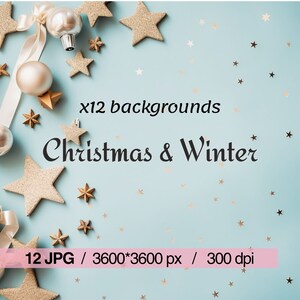 12 Watercolor Christmas Backgrounds, Texture Background for Christmas and Winter, Junk Journal & Scrapbooking Christmas backgrounds