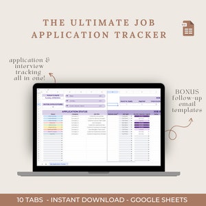 Job Search & Interview Tracker | Google Sheets with Follow-Up Email Templates for Organized Job Hunting
