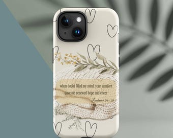 Tough iPhone Case with Bible Verse Psalms 94:19 – Christian Phone Case, Minimalist Scripture Design, Inspirational Religious Gift