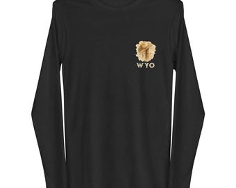 Gillette Wyoming Western Shirt – Cowboy Riding Horse Long Sleeve Tee, WYO Graphic Shirt, Bella Canvas Unisex Cowboy Shirt