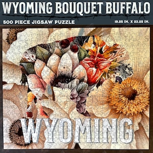 Wyoming Bouquet Buffalo Jigsaw Puzzle, 500 Piece, Difficult Puzzle, Wyoming Gift, Gift for Puzzle Lover