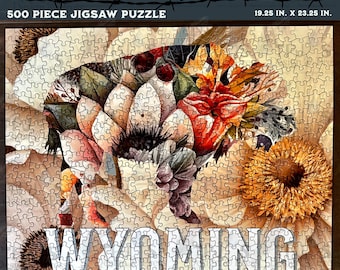 Buffalo Jigsaw Puzzle 500 Piece Difficult Puzzle for Adults, Wyoming Bison Puzzle, Western Wildlife Puzzle, Nature Gift, Made in USA