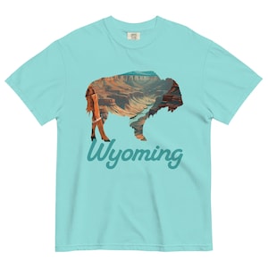Cliff Lagoon Wyoming Buffalo State Park Tee, Wyoming Shirt, Womens Tee, Bright Color Wyoming Shirt, Buffalo Tee