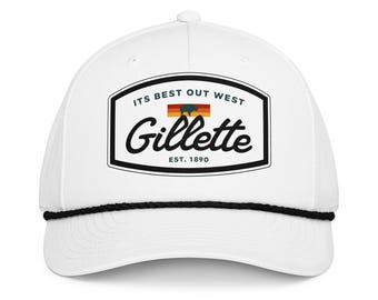 Western Buffalo Rope Cap – ‘It’s Best Out West’ Gillette Wyoming Hat, Cowboy Rope Hat, Western Trucker Cap, Buffalo Graphic Hat