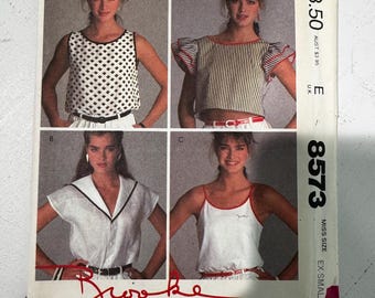 McCall's 8573 Sewing Pattern – 1980s Brooke Shields Tops (Ex-Small)