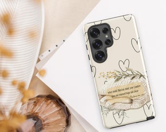 Samsung Tough Phone Case with Psalms 94:19 Bible Verse – Minimalist Ivory & Yellow Green Christian Design