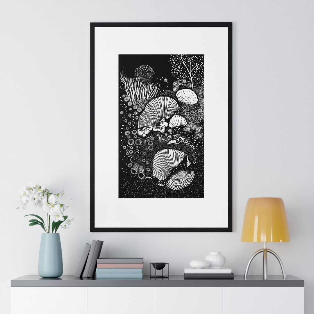 Premium Framed Art Print SEASCAPE SEA CORALS Wall Art, Large Wall Art