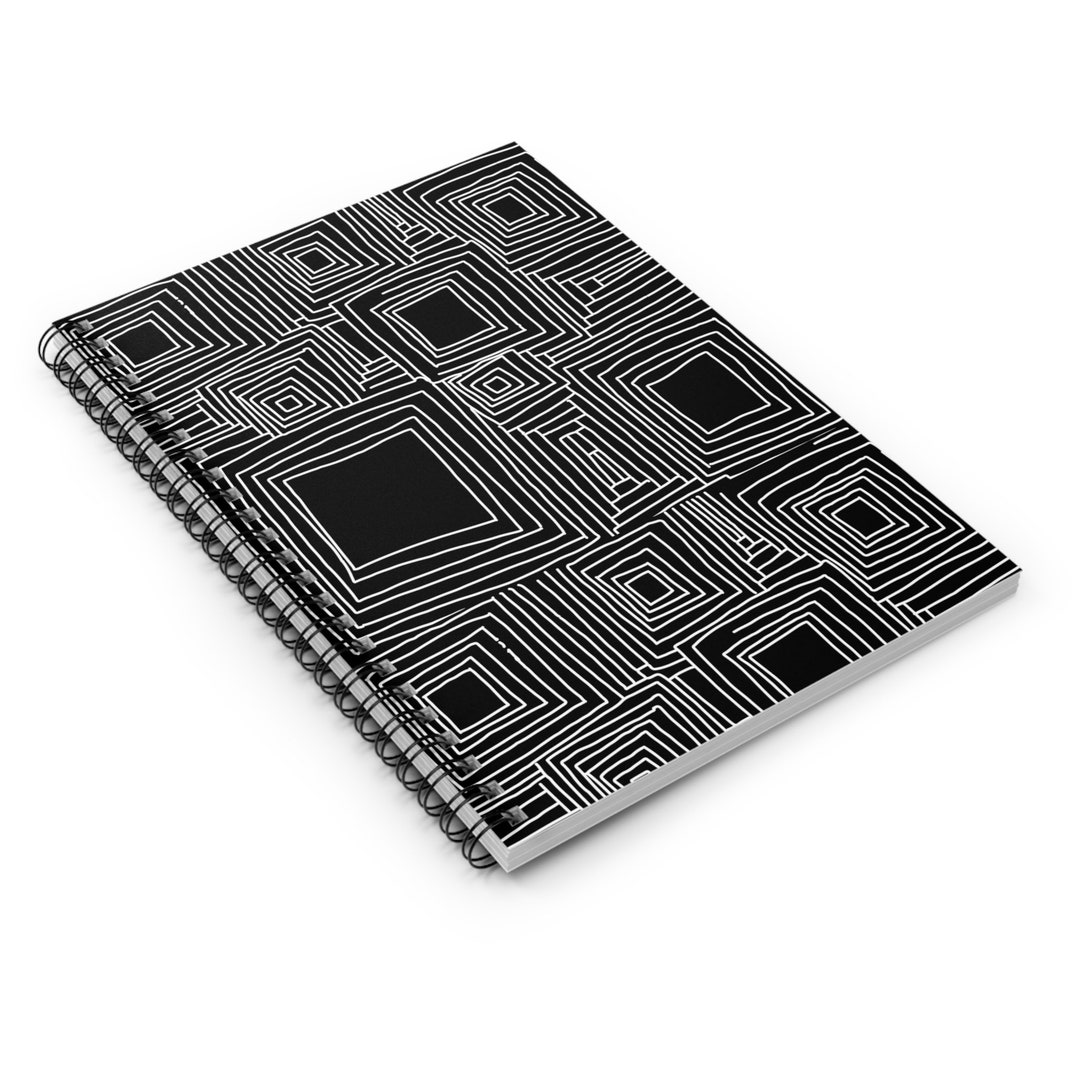 CONCENTRIC SQUARES NOTEBOOK Black Spiral Notebook Diary Etsy