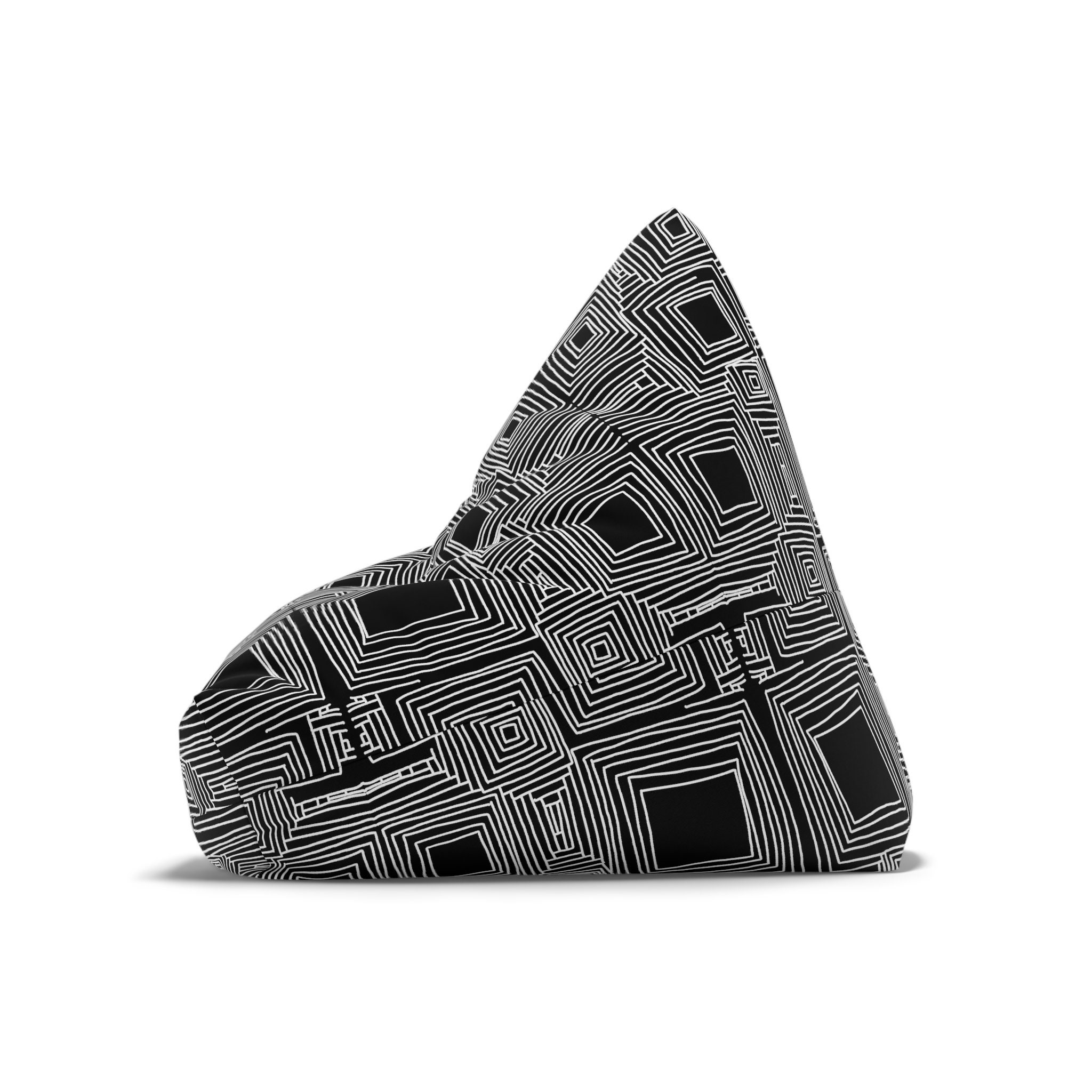 CONCENTRIC SQUARES BEANBAG Hand Drawn Bean Bag Chair Cover Kids Bean