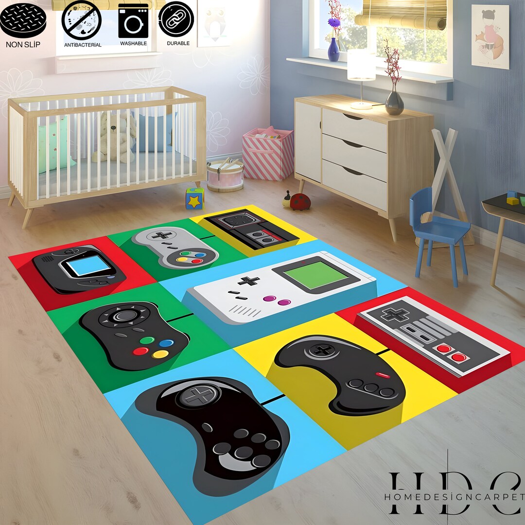 Joystick Pattern Rug / Vintage Console Pattern Rug / Game Console Rug ...