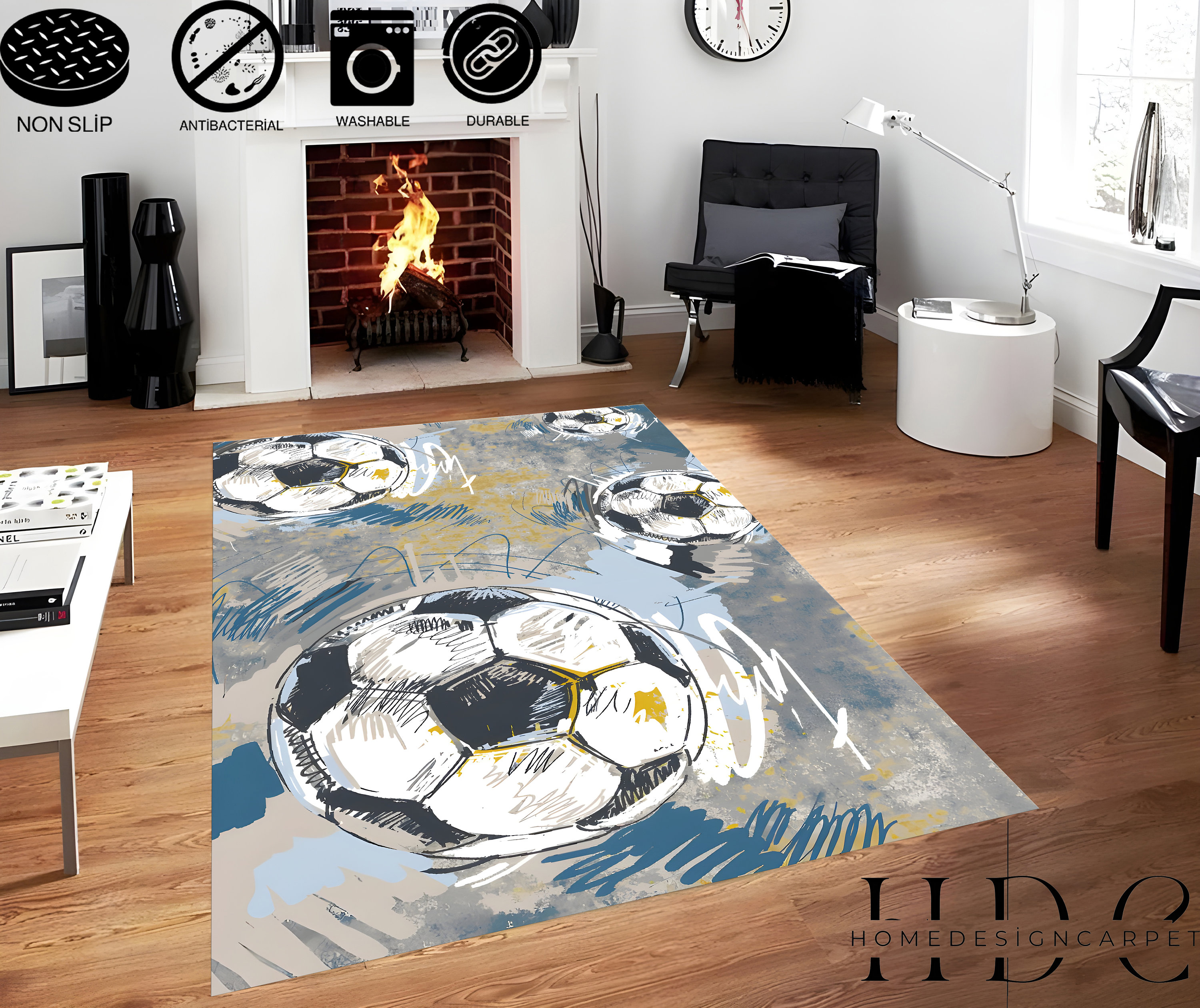 Seamless American Football Round Rug, Glow in The Dark Mat for Kids Room  Decor, Carpet for Children Bedroom and Playingroom, Funny Area Rugs 40 x 40