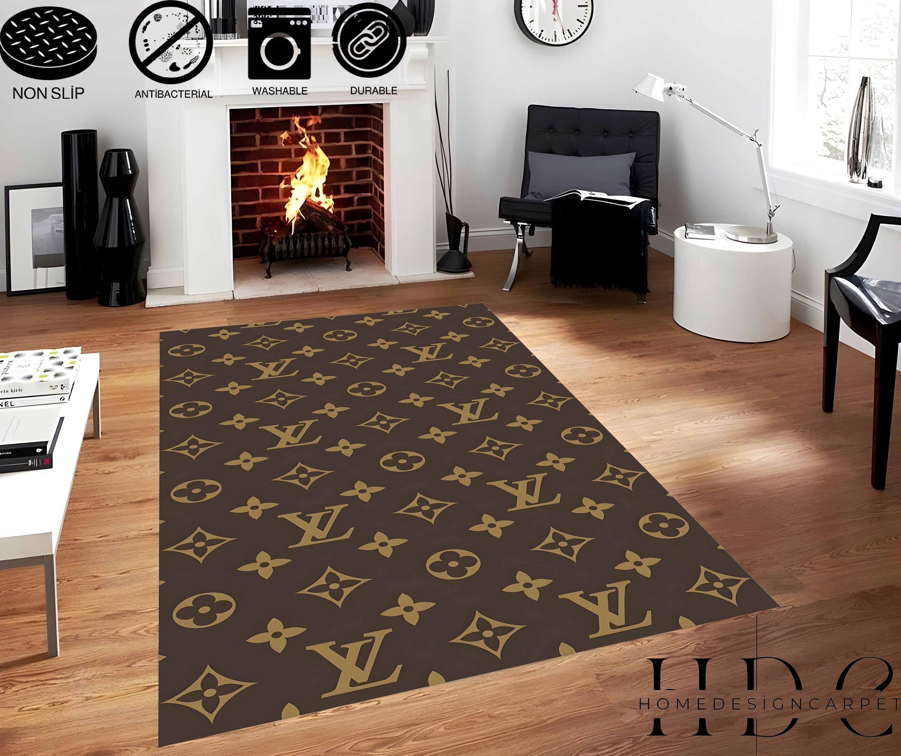 LV Logo Rug Hypebeast Living Room Bedroom Carpet Fashion Brand