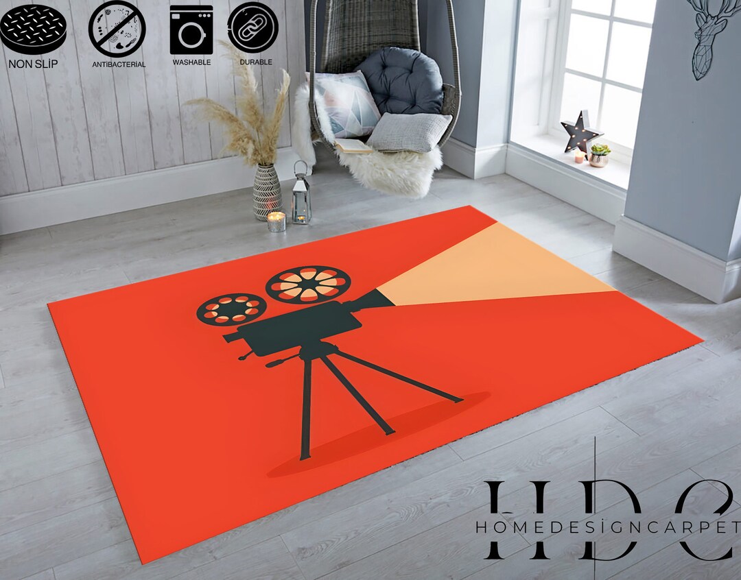 Cinema Rug / Cinema Film Rug / Retro Film Rug / Popcorn Pattern Rug ...