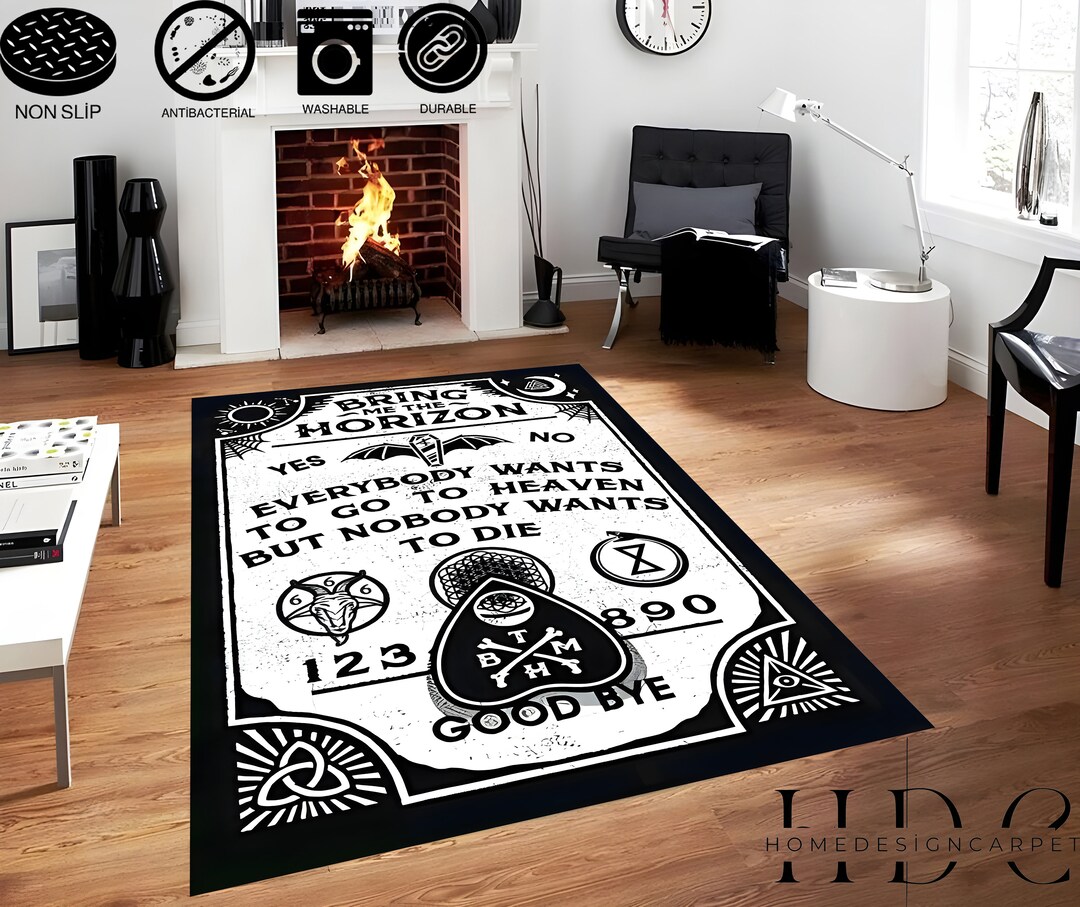 Bring Me the Horizon / Modern Rug / Rock Music Gift Rug / Black and White Art Rug / Music Gift Rug / Home Decor Rug / Room Decor Rug / HD187
