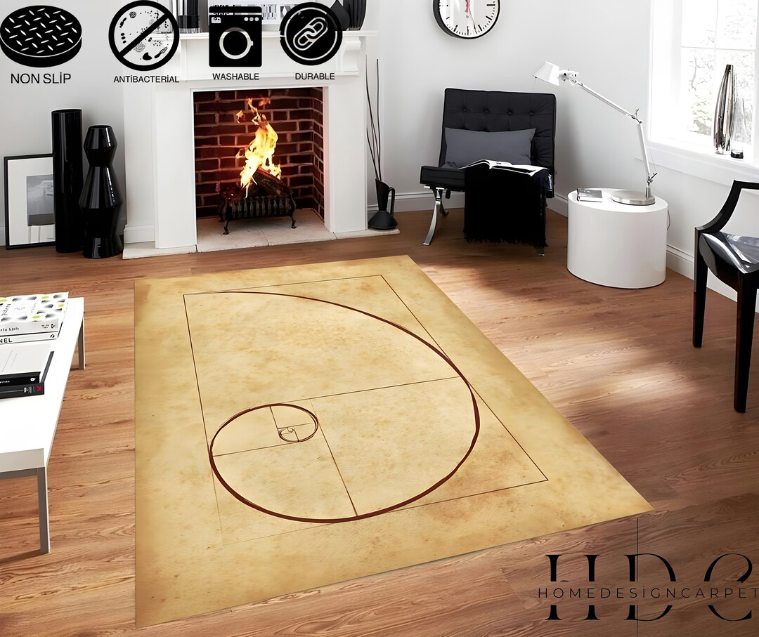 Fibonacci Spiral Printed Rug / Fibonacci Sequence / Fibonacci Art Rug ...