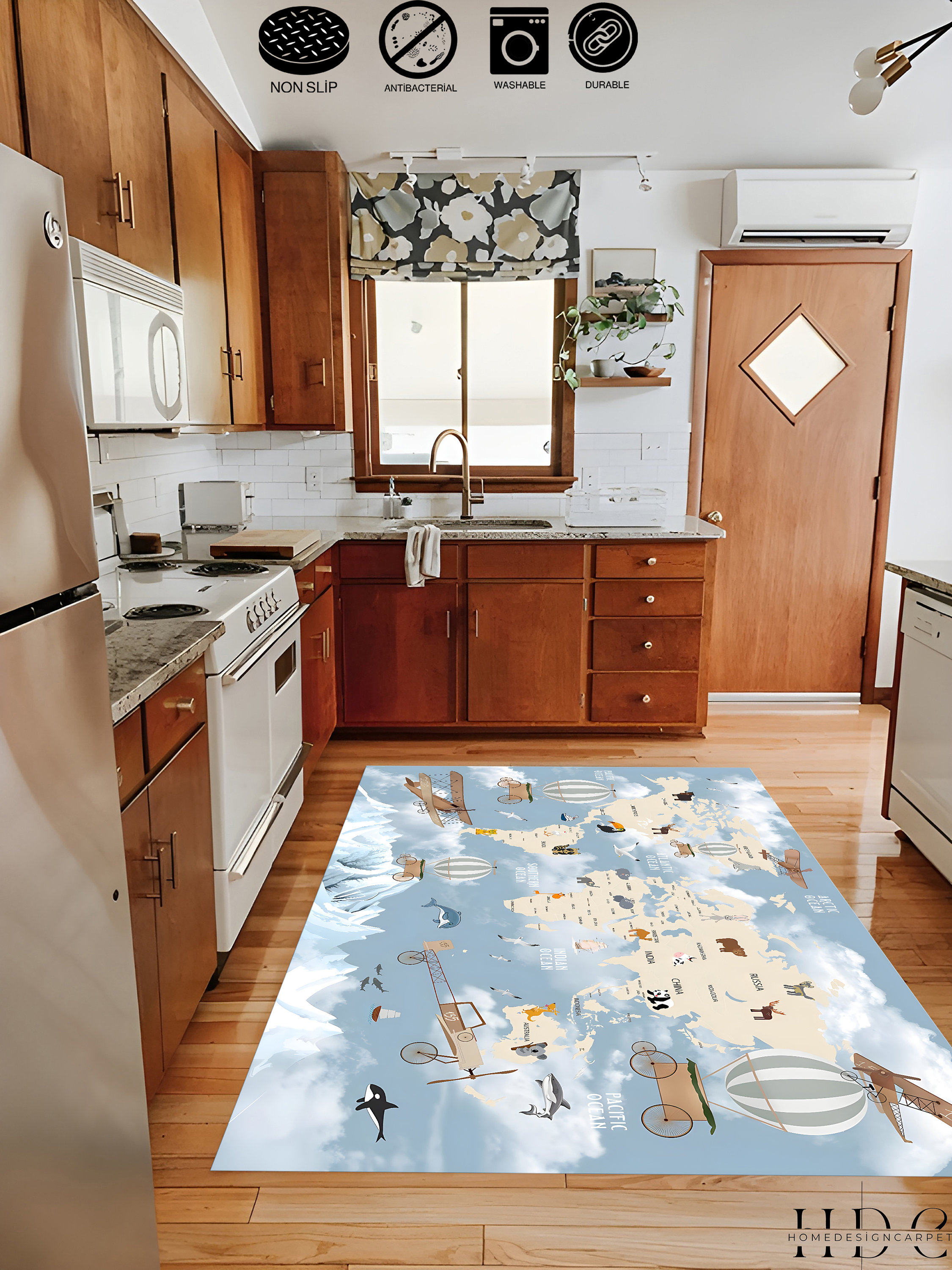 Cute World Map Rug / Soft Rug / Vintage Map Rug / Large Rug / Old World ...