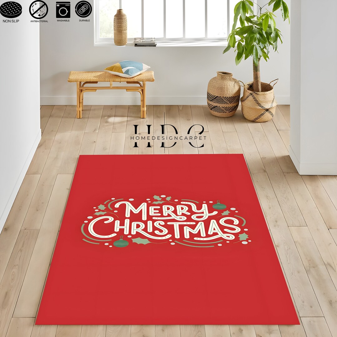 Noel Gift 2024 / Merry Christmas Runner Rug / Personalized / Red Rug / Christmas Pattern Rug