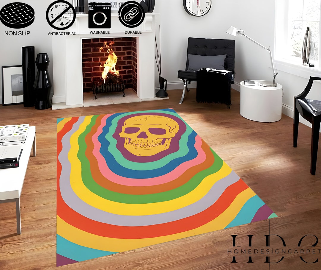 Hok Rug Skeleton Pattern Skull Rug / 3D Rug / Colorful Skull Pattern Rug / Skull Decor - Etsy
