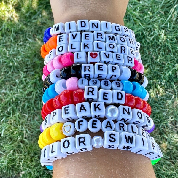 Taylor Swift Bracelets, Personalized Beaded Bracelets, Custom Word Bracelets, Eras Tour Bracelets, Pony Bead Bracelet, Handmade Jewelry