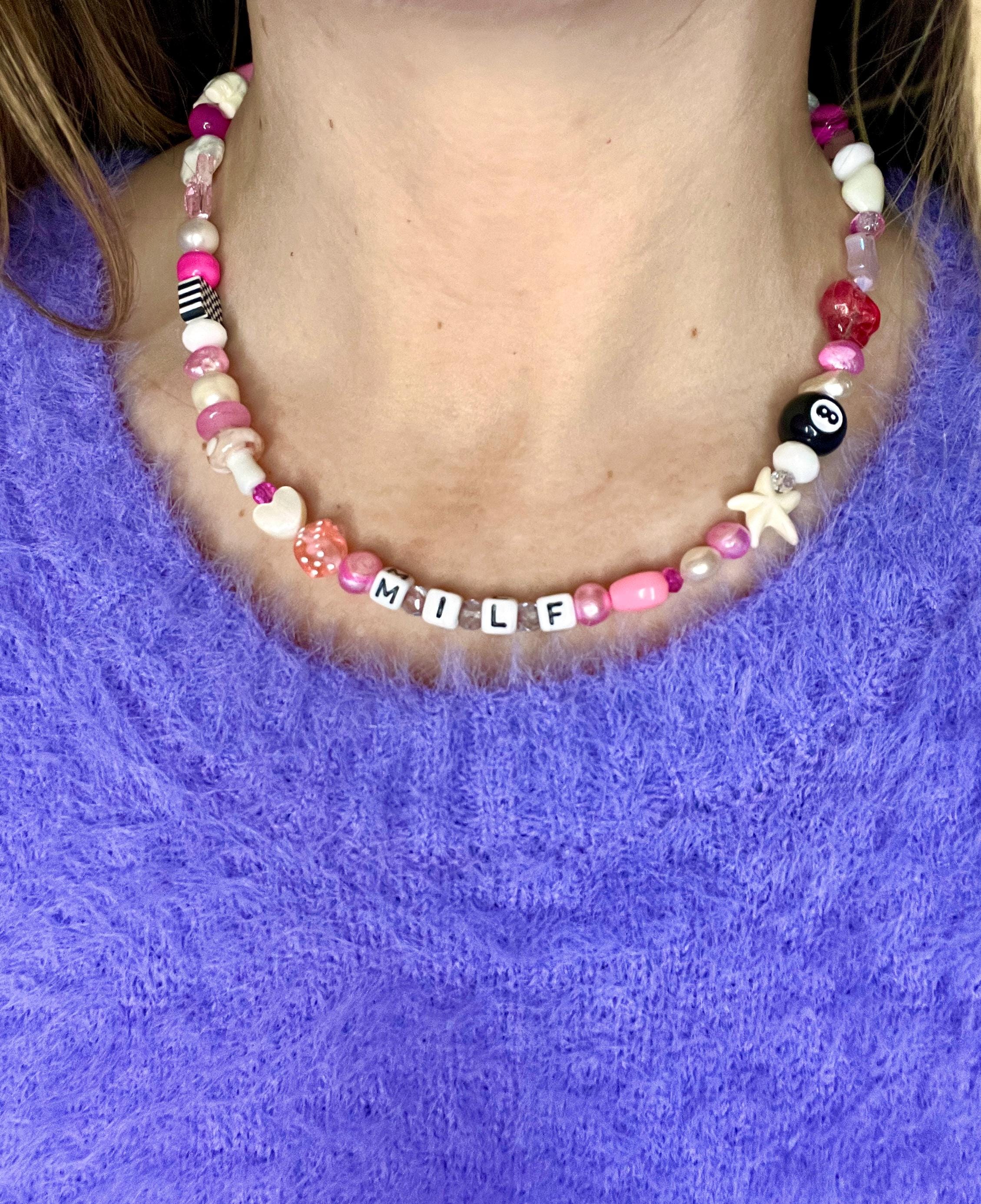 Pink MILF Beaded Necklace - Etsy