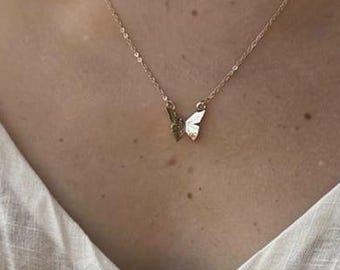 Gold Butterfly Charm Necklace, Minimalist & Delicate Pendant Jewelry